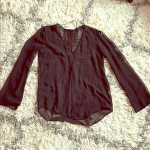Zara Sheer Embroidered Detail Blouse